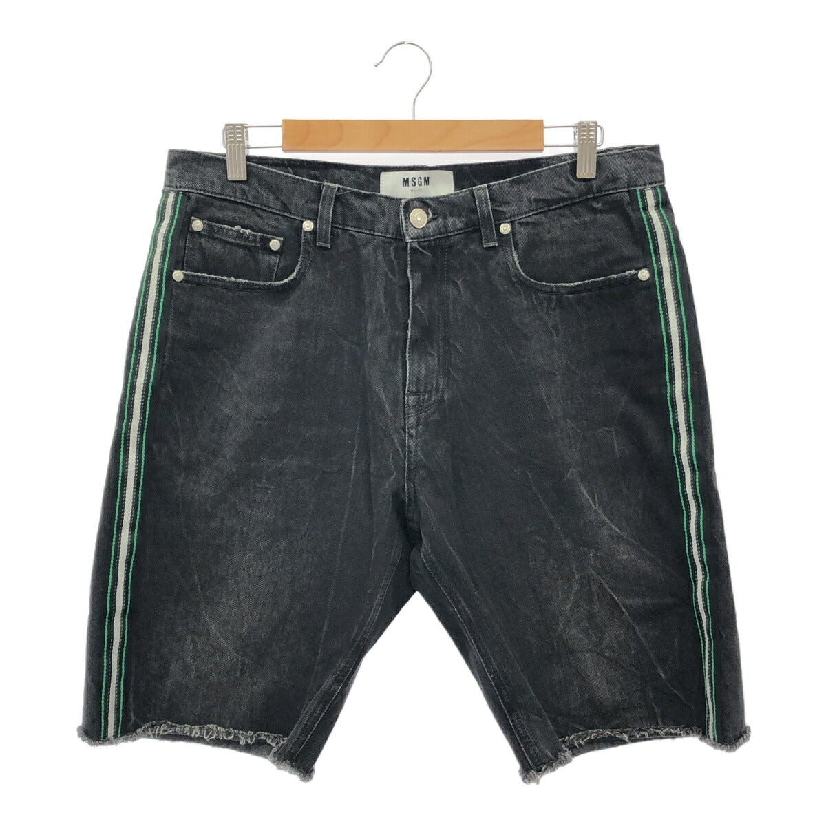 MSGM Black Striped Denim Shorts Size 50