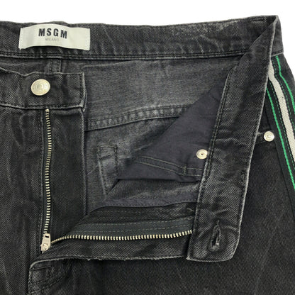 MSGM Black Striped Denim Shorts Size 50