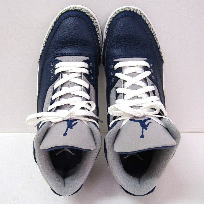 NIKE AIR JORDAN 3 RETRO Navy/White Sneakers Size 29cm