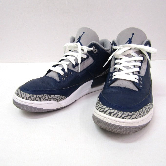 NIKE AIR JORDAN 3 RETRO Navy/White Sneakers Size 29cm