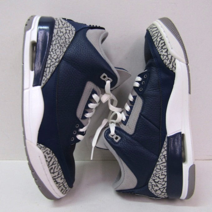 NIKE AIR JORDAN 3 RETRO Navy/White Sneakers Size 29cm
