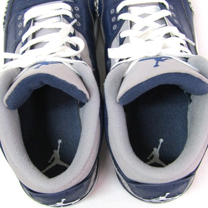 NIKE AIR JORDAN 3 RETRO Navy/White Sneakers Size 29cm