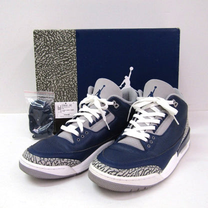 NIKE AIR JORDAN 3 RETRO Navy/White Sneakers Size 29cm