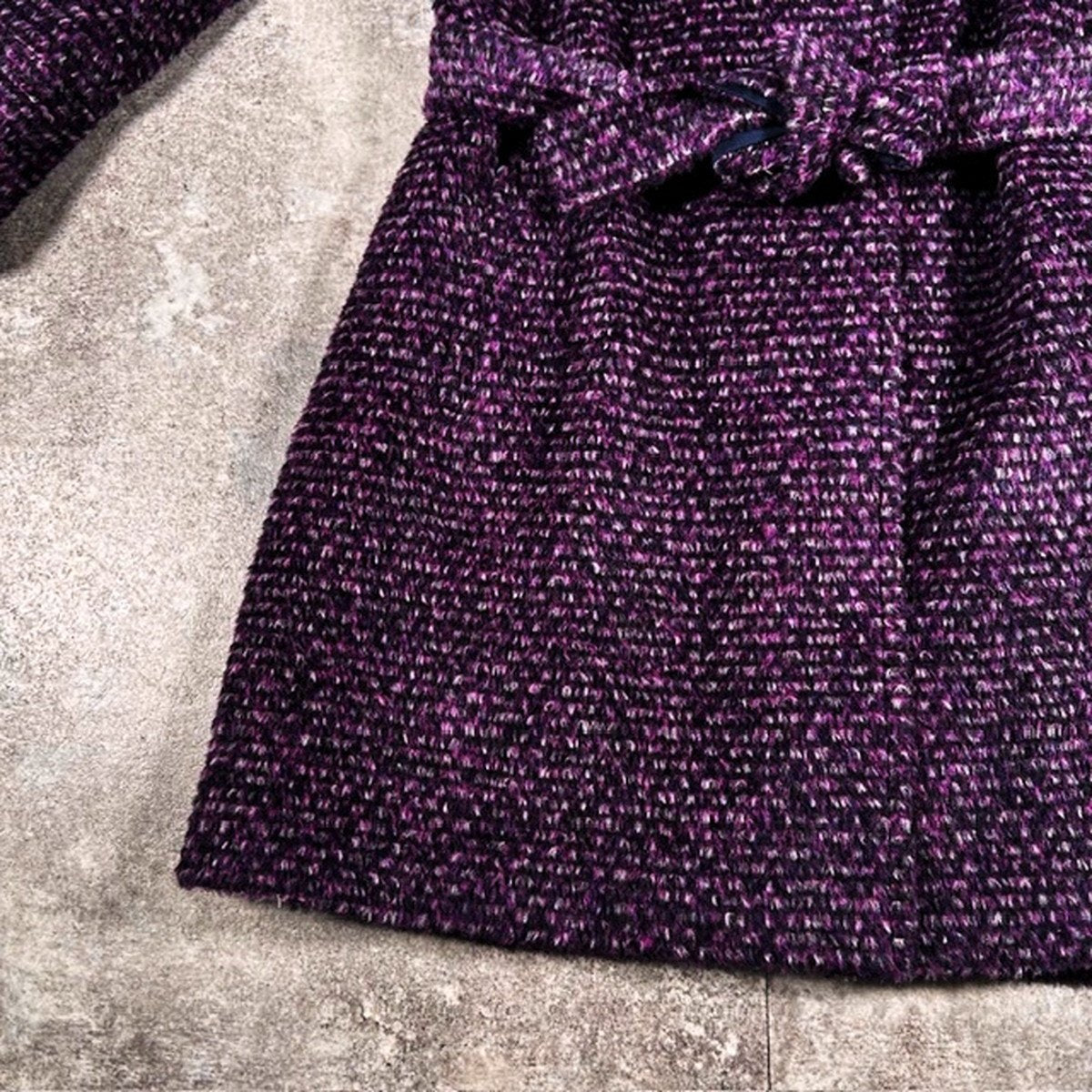 HERNO Multi Wool Polyamide Belted Geometric Coat Size 46