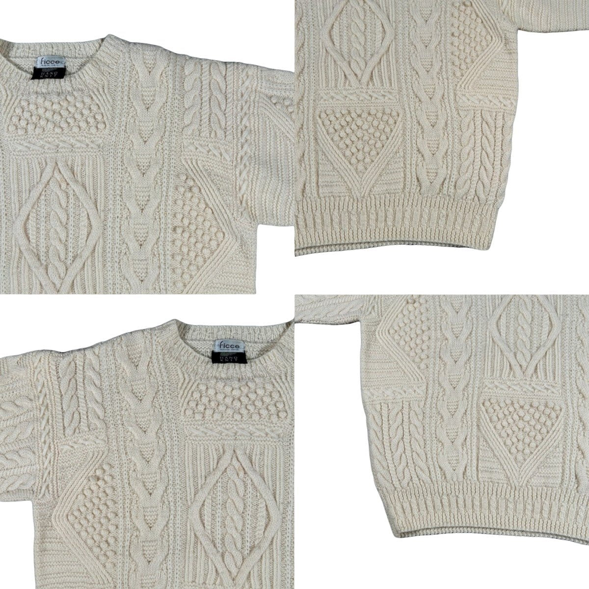 FICCE YOSHIYUKI KONISHI Hand Knit Wool Cable Sweater Size L