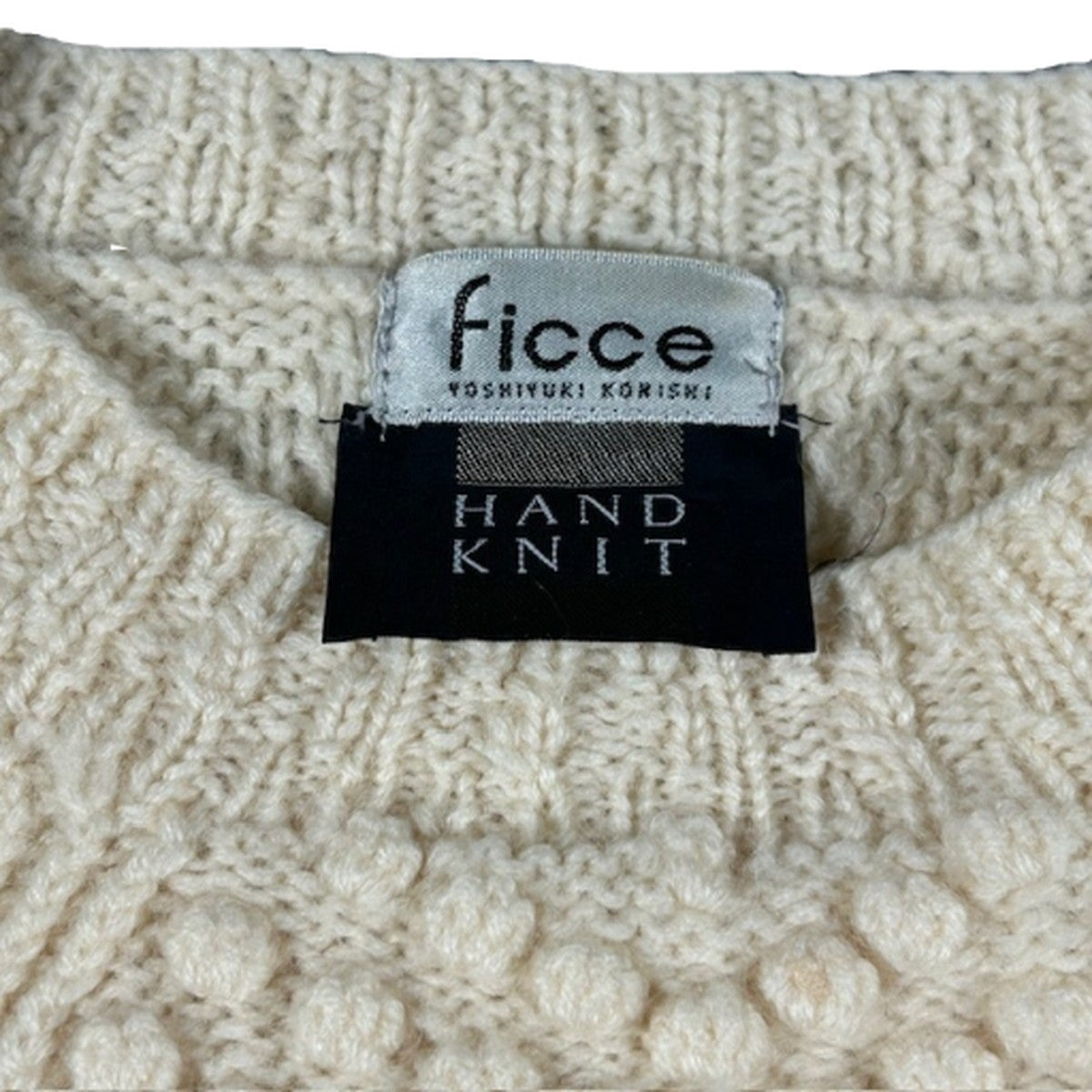 FICCE YOSHIYUKI KONISHI Hand Knit Wool Cable Sweater Size L