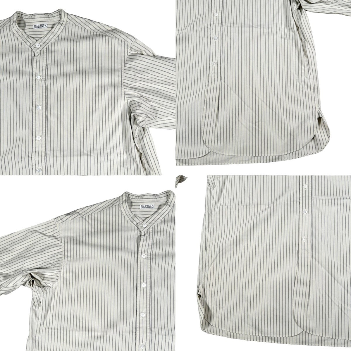Vintage RAKINES Poplin Stripe Band Collar Shirt Size 3