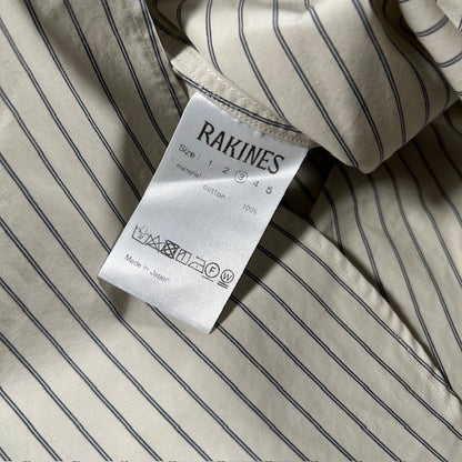 Vintage RAKINES Poplin Stripe Band Collar Shirt Size 3