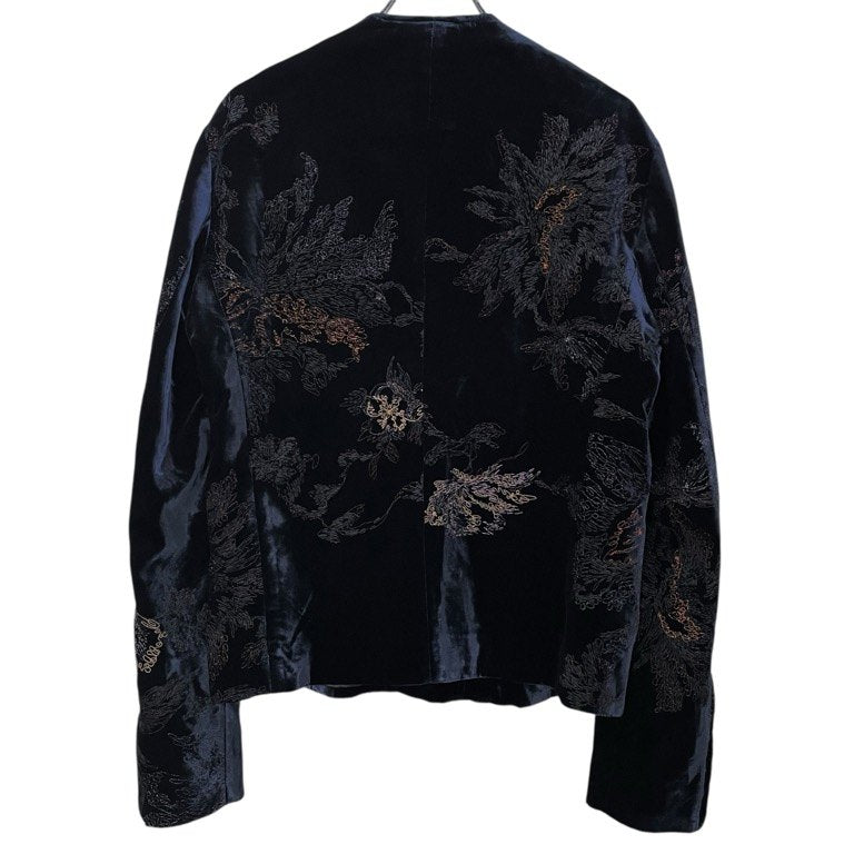 EMPORIO ARMANI 18AW Velvet Embroidered Jacket Navy Size 48