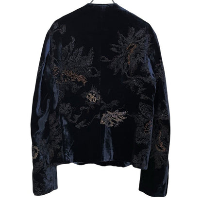 EMPORIO ARMANI 18AW Velvet Embroidered Jacket Navy Size 48