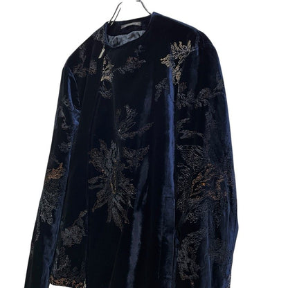 EMPORIO ARMANI 18AW Velvet Embroidered Jacket Navy Size 48