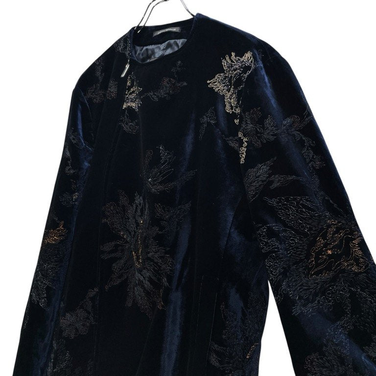 EMPORIO ARMANI 18AW Velvet Embroidered Jacket Navy Size 48