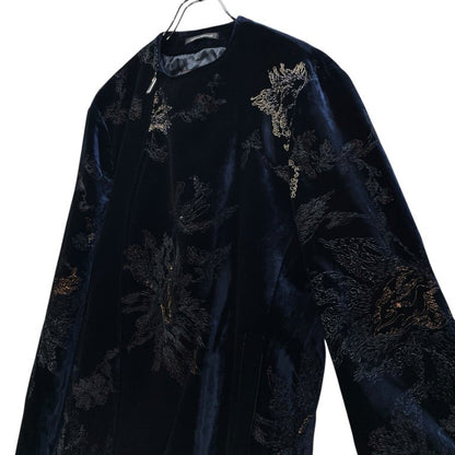 EMPORIO ARMANI 18AW Velvet Embroidered Jacket Navy Size 48
