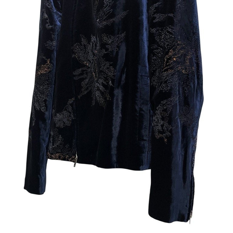 EMPORIO ARMANI 18AW Velvet Embroidered Jacket Navy Size 48