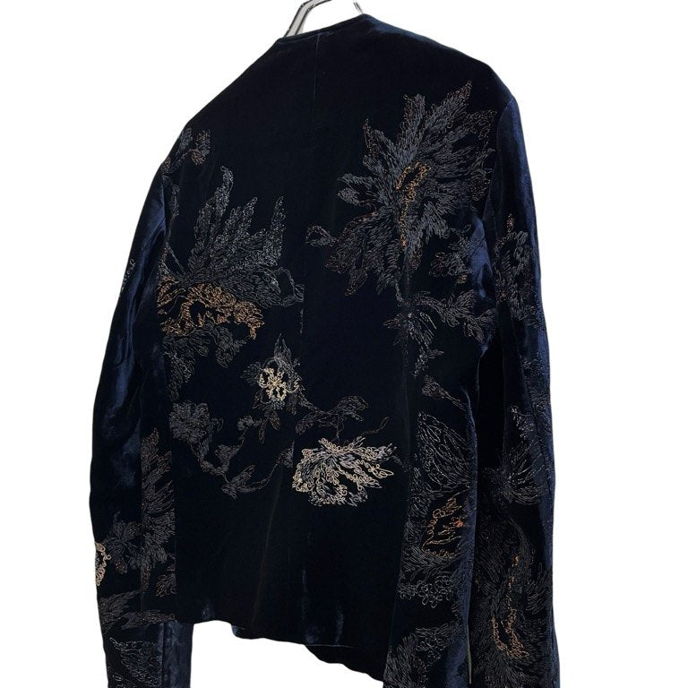 EMPORIO ARMANI 18AW Velvet Embroidered Jacket Navy Size 48