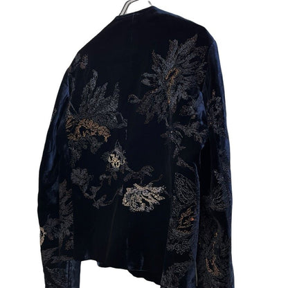 EMPORIO ARMANI 18AW Velvet Embroidered Jacket Navy Size 48
