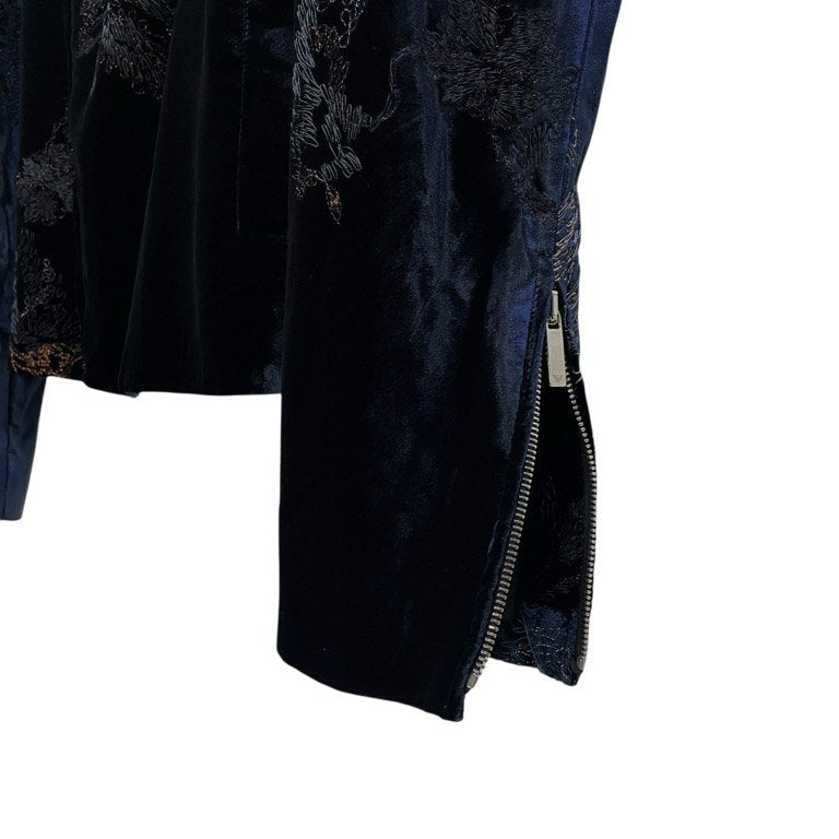 EMPORIO ARMANI 18AW Velvet Embroidered Jacket Navy Size 48