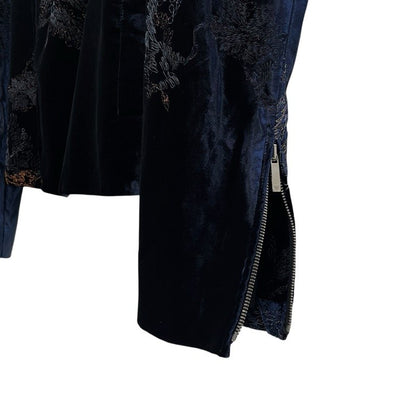 EMPORIO ARMANI 18AW Velvet Embroidered Jacket Navy Size 48