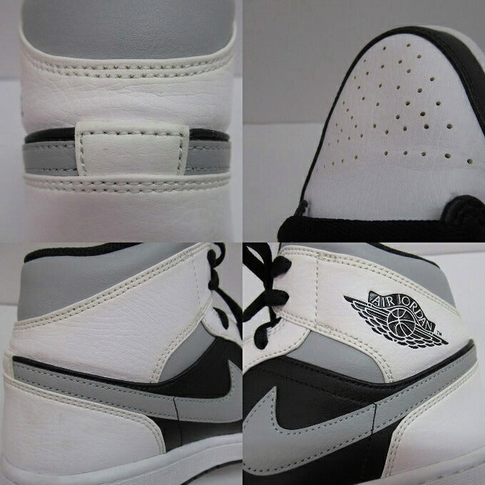 NIKE AIR JORDAN 1 MID White/Black/Grey Sneakers Size 28cm