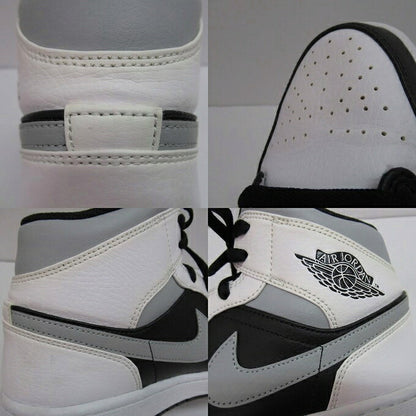 NIKE AIR JORDAN 1 MID White/Black/Grey Sneakers Size 28cm