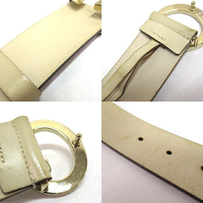 GUCCI G-Buckle Leather Belt Beige Size 80