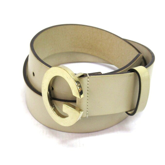 GUCCI G-Buckle Leather Belt Beige Size 80