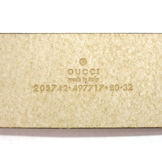 GUCCI G-Buckle Leather Belt Beige Size 80