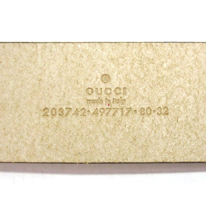 GUCCI G-Buckle Leather Belt Beige Size 80