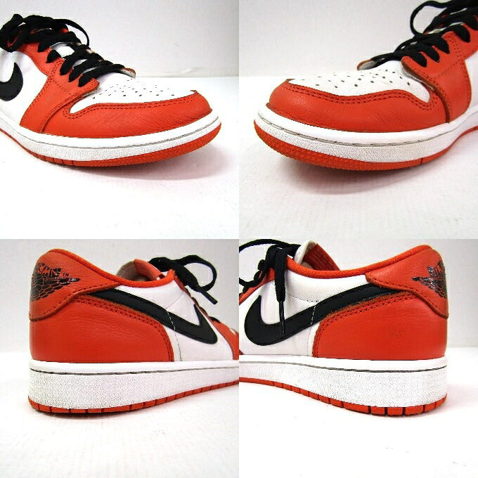 NIKE AIR JORDAN 1 Low OG Orange White Sneakers Size 27cm