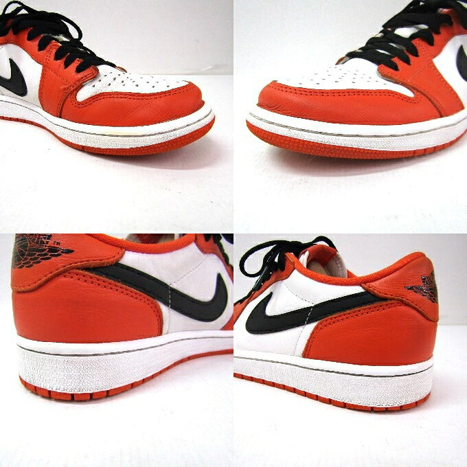 NIKE AIR JORDAN 1 Low OG Orange White Sneakers Size 27cm