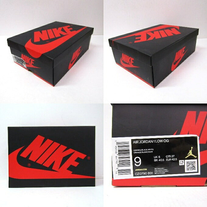 NIKE AIR JORDAN 1 Low OG Orange White Sneakers Size 27cm