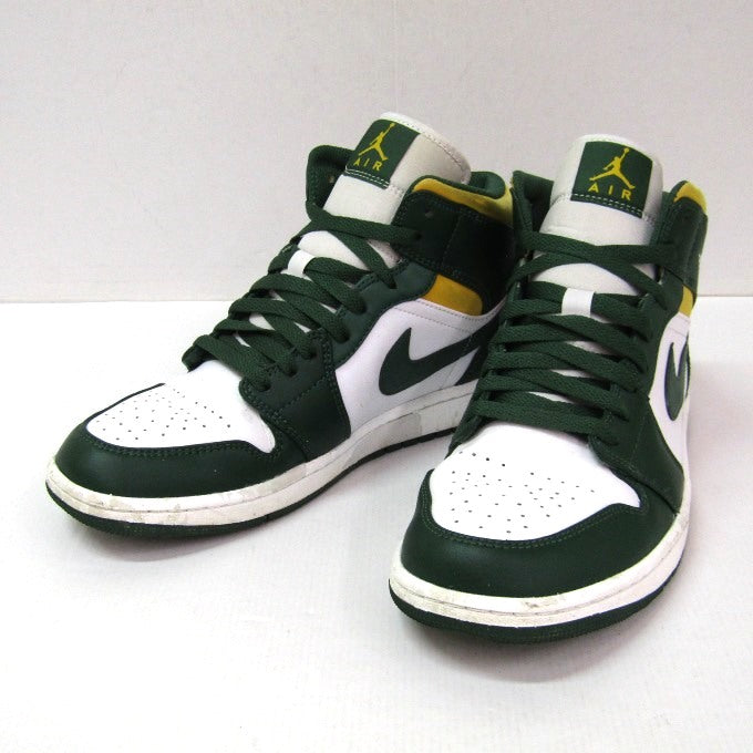 NIKE AIR JORDAN 1 Mid Noble Green White Sneakers Size 28cm