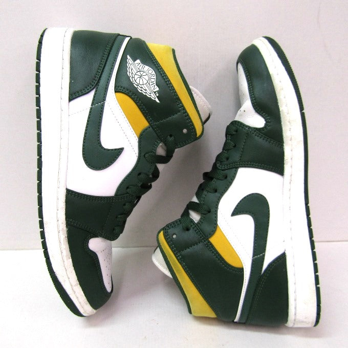 NIKE AIR JORDAN 1 Mid Noble Green White Sneakers Size 28cm
