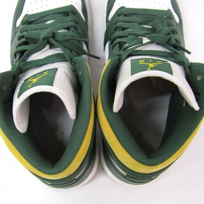 NIKE AIR JORDAN 1 Mid Noble Green White Sneakers Size 28cm