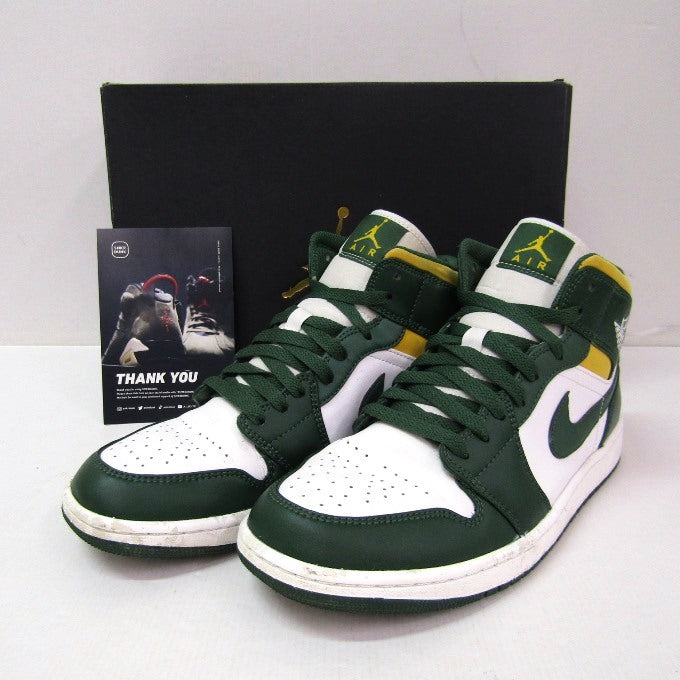 NIKE AIR JORDAN 1 Mid Noble Green White Sneakers Size 28cm