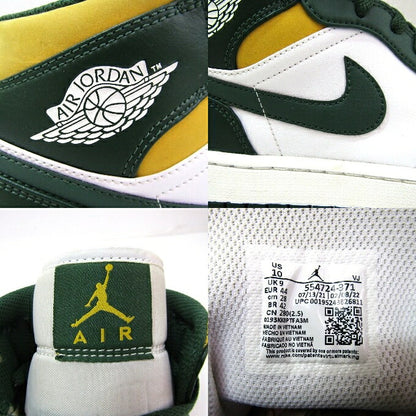 NIKE AIR JORDAN 1 Mid Noble Green White Sneakers Size 28cm