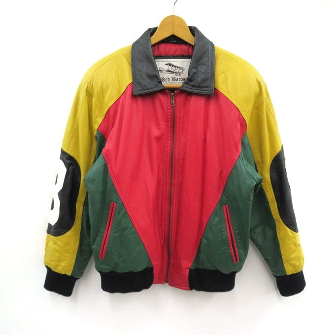 Red Baron 8-Ball Leather Jacket Multi-Color Size M
