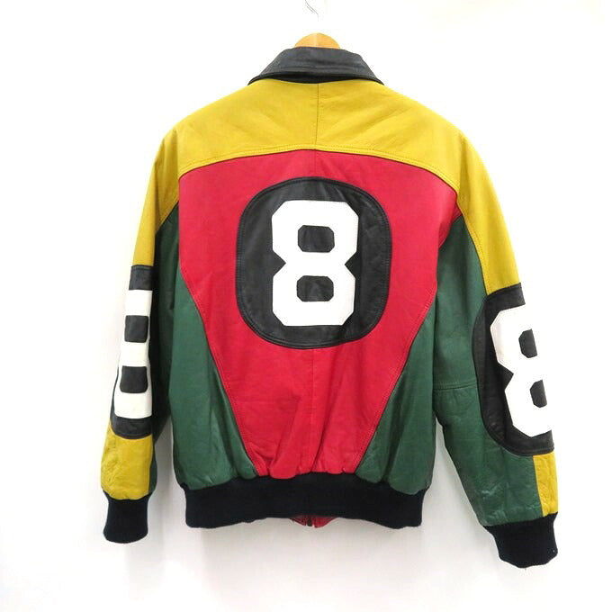 Red Baron 8-Ball Leather Jacket Multi-Color Size M