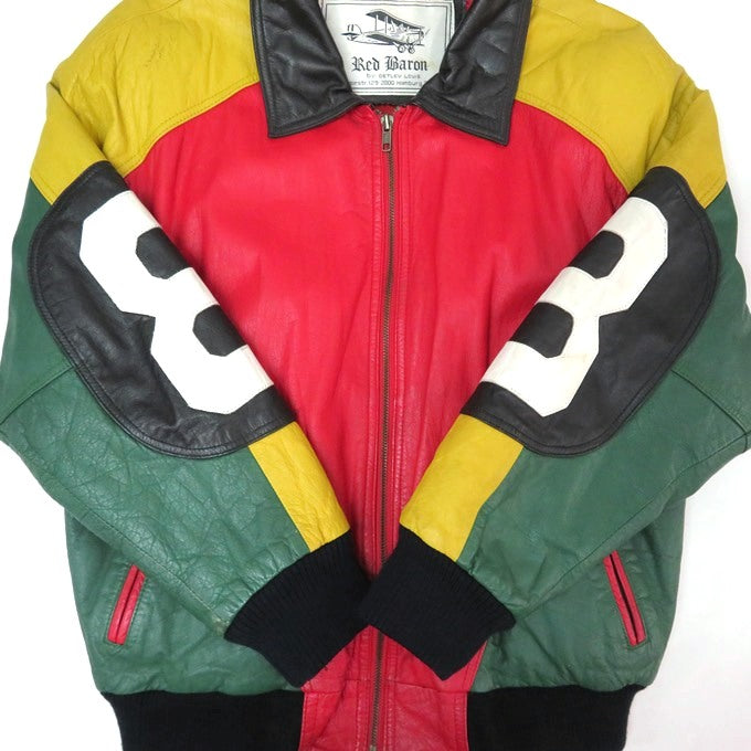 Red Baron 8-Ball Leather Jacket Multi-Color Size M