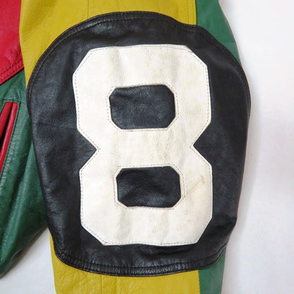 Red Baron 8-Ball Leather Jacket Multi-Color Size M
