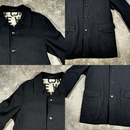 Comme des Garcons Homme Black Wool Logo Lining Coat Size M