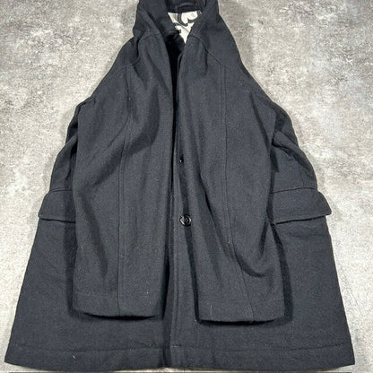 Comme des Garcons Homme Black Wool Logo Lining Coat Size M