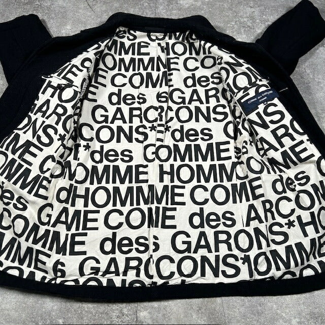 Comme des Garcons Homme Black Wool Logo Lining Coat Size M