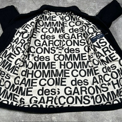 Comme des Garcons Homme Black Wool Logo Lining Coat Size M