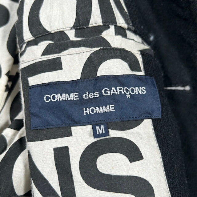 Comme des Garcons Homme Black Wool Logo Lining Coat Size M