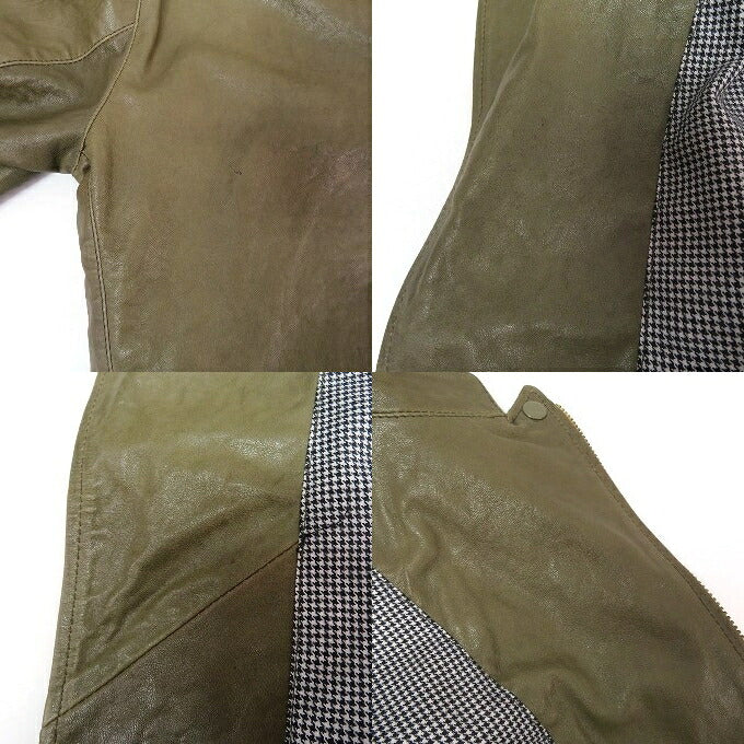 DRESS HIPPY Sheepskin Double Riders Jacket Olive Size L