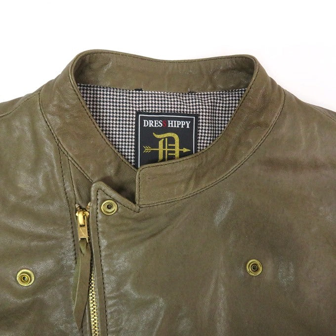DRESS HIPPY Sheepskin Double Riders Jacket Olive Size L