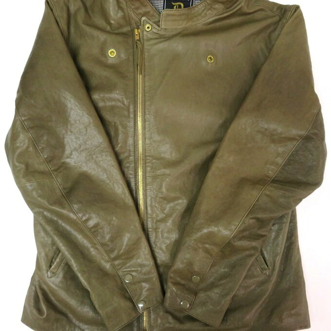 DRESS HIPPY Sheepskin Double Riders Jacket Olive Size L