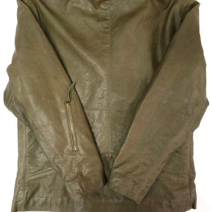 DRESS HIPPY Sheepskin Double Riders Jacket Olive Size L