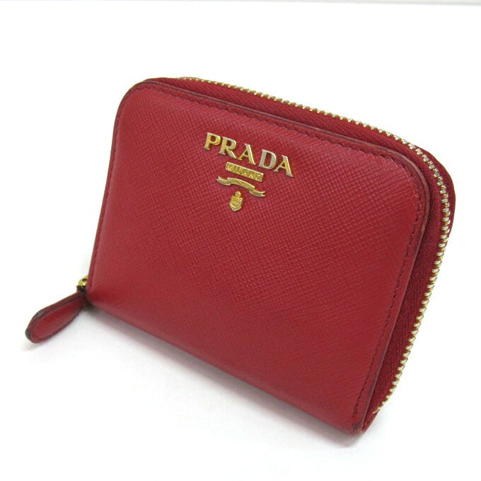 PRADA Saffiano Metal Coin Case Red Size ONE SIZE